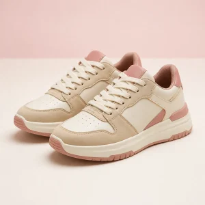 Tenis crema con detalles rosa, imagen de desarrollo